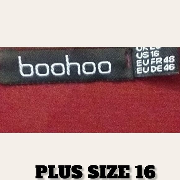 BooHoo Women's New Burgundy Arm tie midi dress Plus Size 16 - Picture 8 of 10